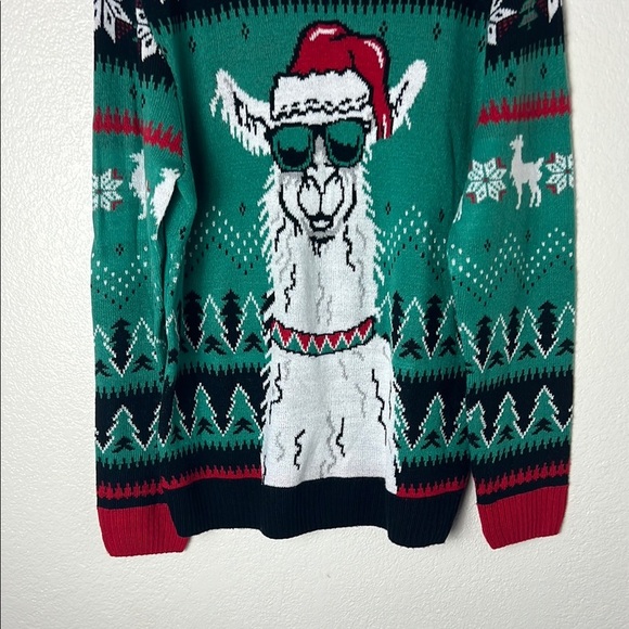 Festive Llama Christmas Sweater - Green - Picture 3 of 13